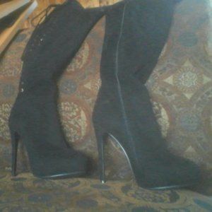 Black Faux Suede Steve Madden Over the Knee Boots